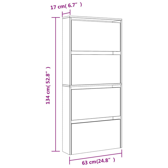 Pantofar cu oglindă, 4 niveluri, stejar fumuriu, 63x17x134 cm - WALTI WALTI