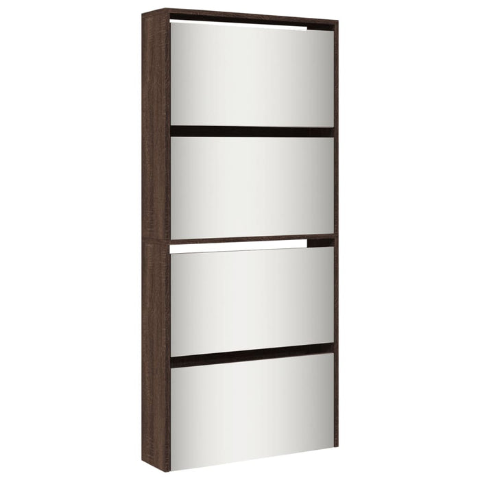 Pantofar cu oglindă, 4 niveluri, stejar maro, 63x17x134 cm - WALTI WALTI