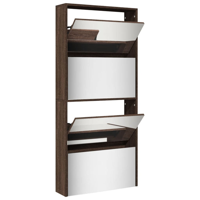Pantofar cu oglindă, 4 niveluri, stejar maro, 63x17x134 cm - WALTI WALTI