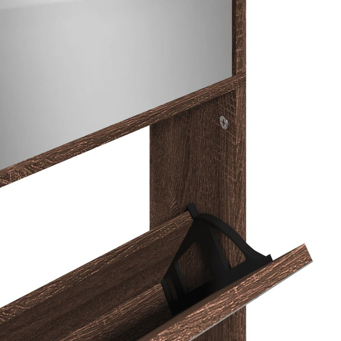 Pantofar cu oglindă, 4 niveluri, stejar maro, 63x17x134 cm - WALTI WALTI