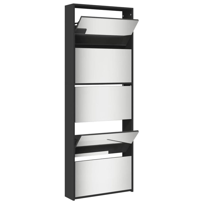 Pantofar cu oglindă, 5 niveluri, negru, 63x17x169,5 cm - WALTI WALTI