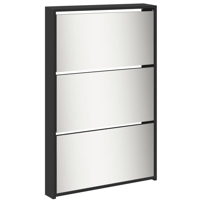 Pantofar cu oglindă, 5 niveluri, negru, 63x17x169,5 cm - WALTI WALTI