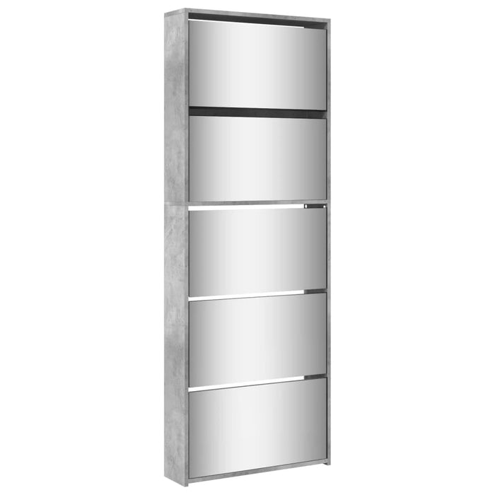 Pantofar cu oglindă, 5 niveluri, gri beton, 63x17x169,5 cm - WALTI WALTI