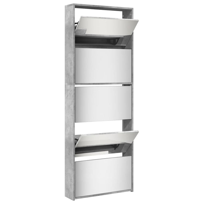 Pantofar cu oglindă, 5 niveluri, gri beton, 63x17x169,5 cm - WALTI WALTI