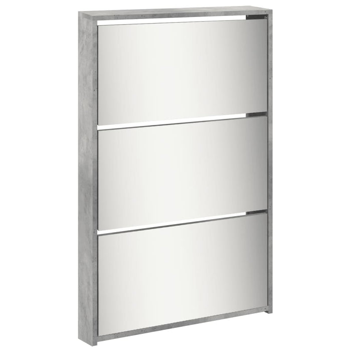 Pantofar cu oglindă, 5 niveluri, gri beton, 63x17x169,5 cm - WALTI WALTI