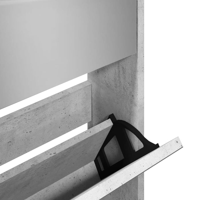 Pantofar cu oglindă, 5 niveluri, gri beton, 63x17x169,5 cm - WALTI WALTI