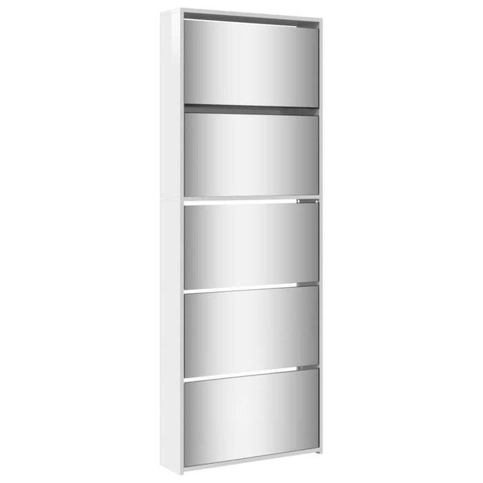 Pantofar cu oglindă 5 niveluri, alb extralucios, 63x17x169,5 cm - WALTI WALTI