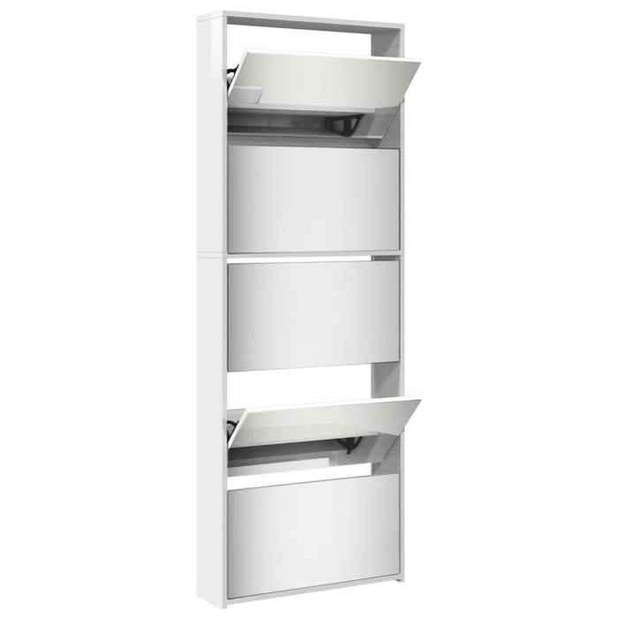 Pantofar cu oglindă 5 niveluri, alb extralucios, 63x17x169,5 cm - WALTI WALTI