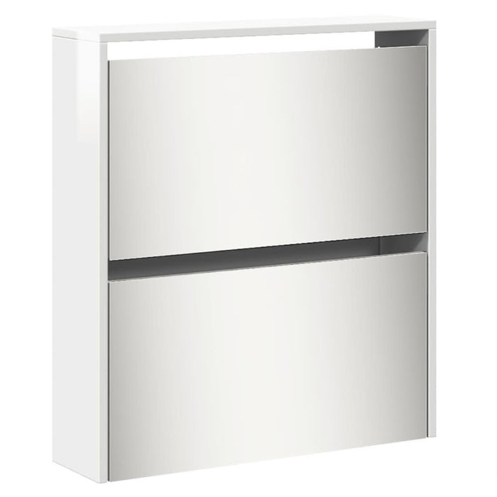Pantofar cu oglindă 5 niveluri, alb extralucios, 63x17x169,5 cm - WALTI WALTI