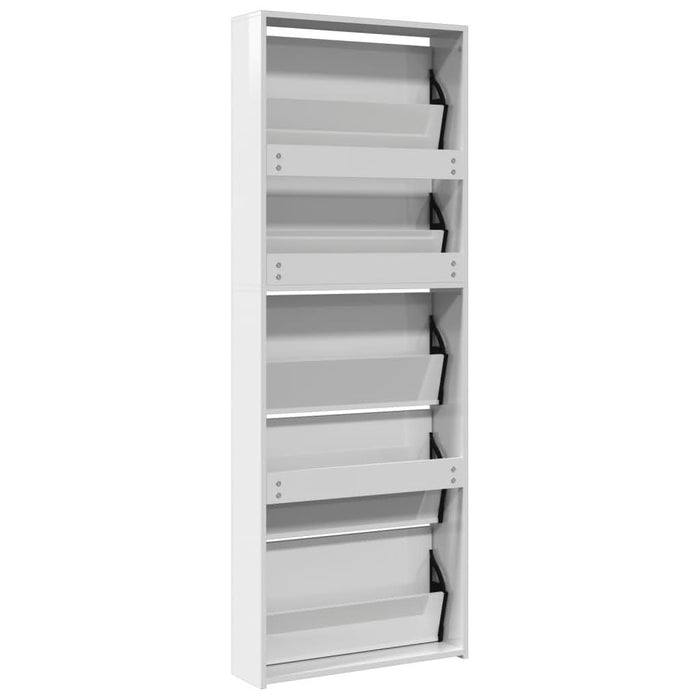 Pantofar cu oglindă 5 niveluri, alb extralucios, 63x17x169,5 cm - WALTI WALTI