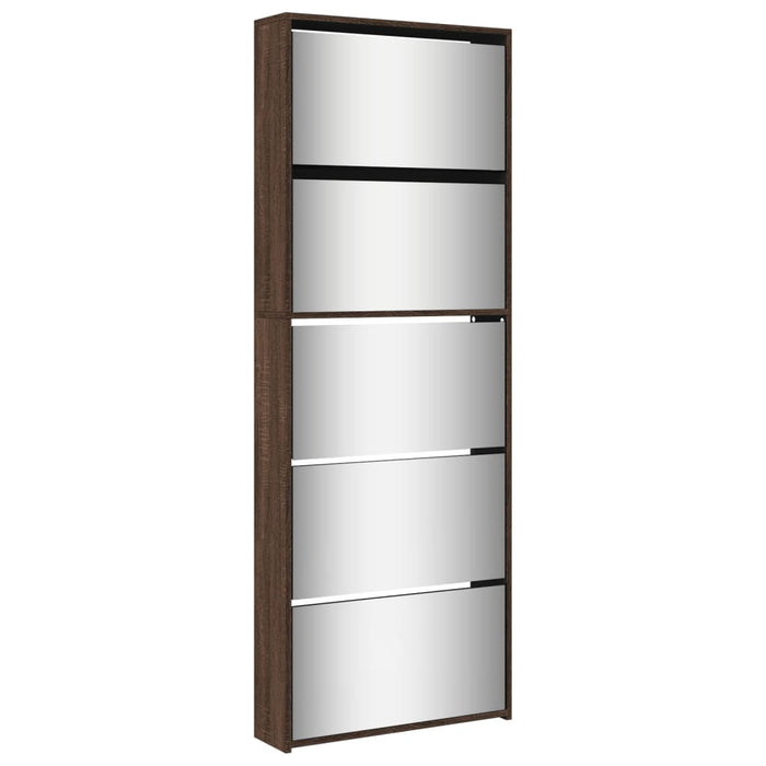 Pantofar cu oglindă, 5 niveluri, stejar maro, 63x17x169,5 cm - WALTI WALTI