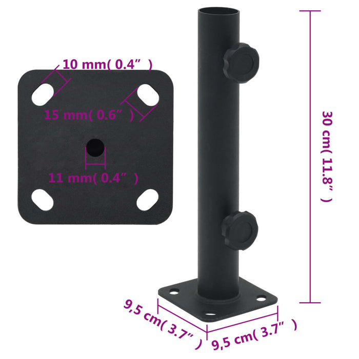 Suport de umbrelă pentru stâlp de Ø32/34/38 mm, negru mat, oțel - WALTI WALTI