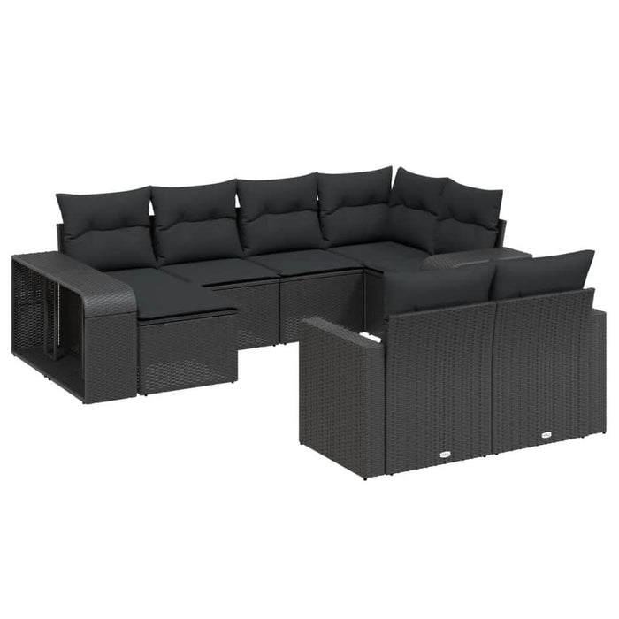 Set canapele de grădină cu perne, 10 piese, negru, poliratan - WALTI WALTI