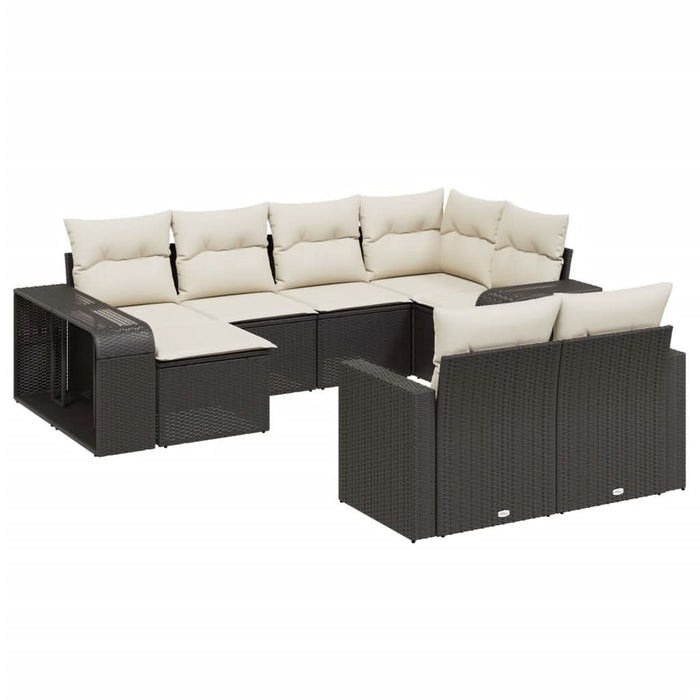 Set canapele de grădină cu perne, 10 piese, negru, poliratan - WALTI WALTI