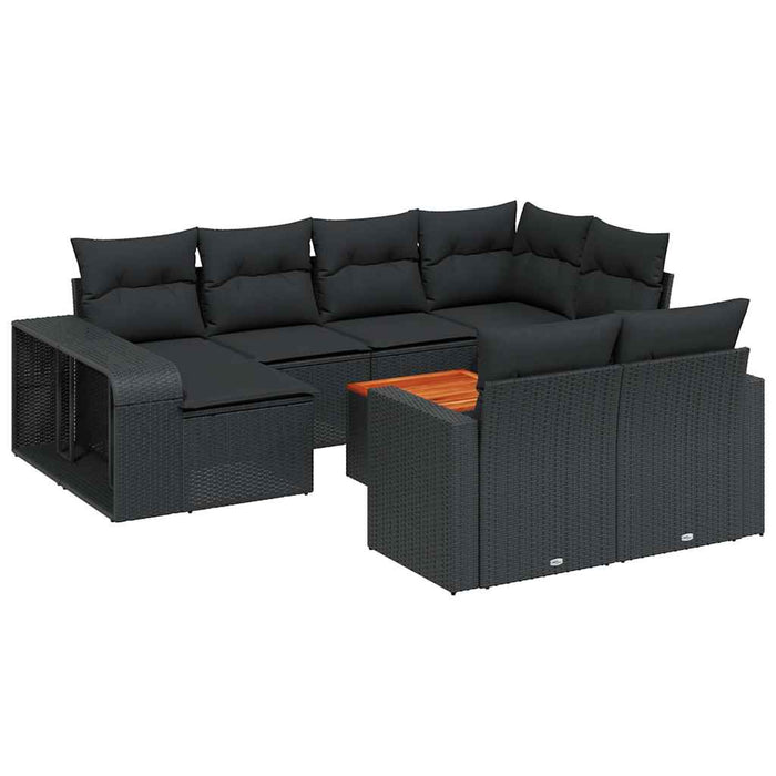 Set canapele de grădină cu perne, 11 piese, negru, poliratan - WALTI WALTI