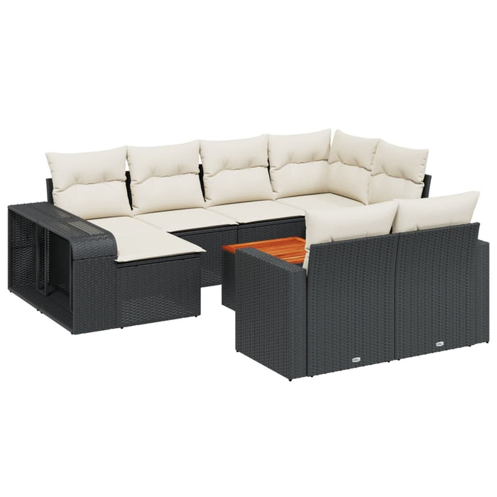 Set canapele de grădină cu perne, 11 piese, negru, poliratan WALTI