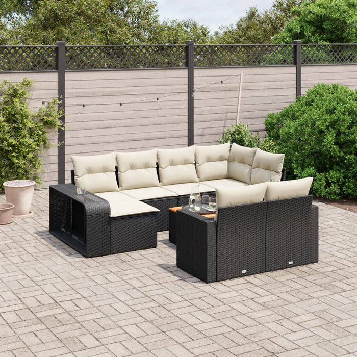 Set canapele de grădină cu perne, 11 piese, negru, poliratan WALTI