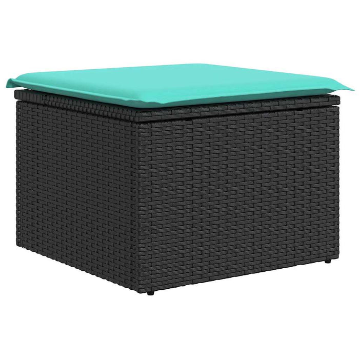 Set canapele de grădină cu 11 piese și perne, poliratan negru WALTI