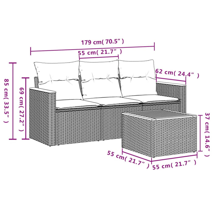 Set canapele de grădină, 4 piese, cu perne, mix bej, poliratan - WALTI WALTI