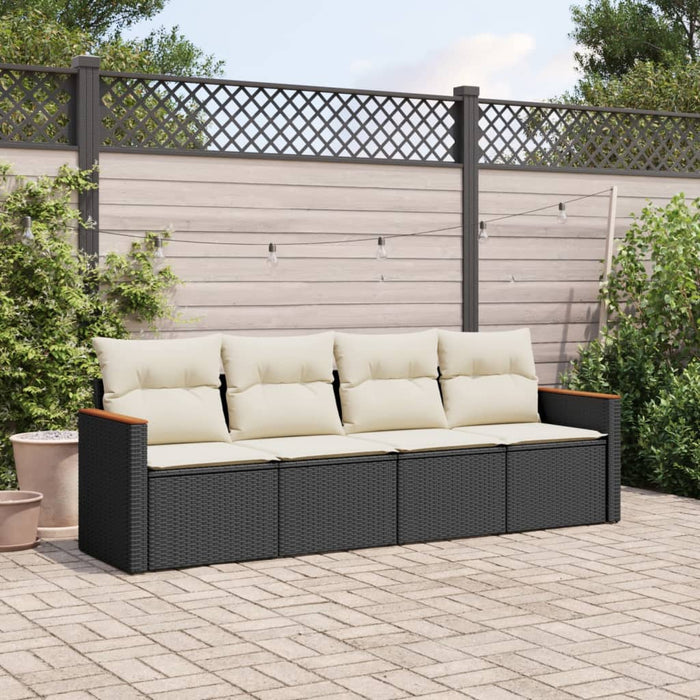 Set mobilier de grădină cu perne, 4 piese, negru, poliratan - WALTI WALTI