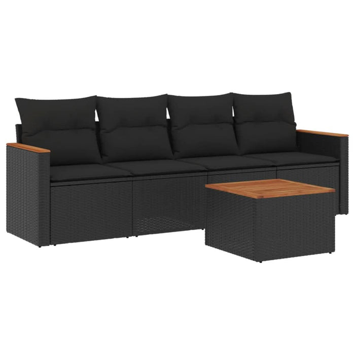Set mobilier de grădină cu perne, 5 piese, negru, poliratan - WALTI WALTI