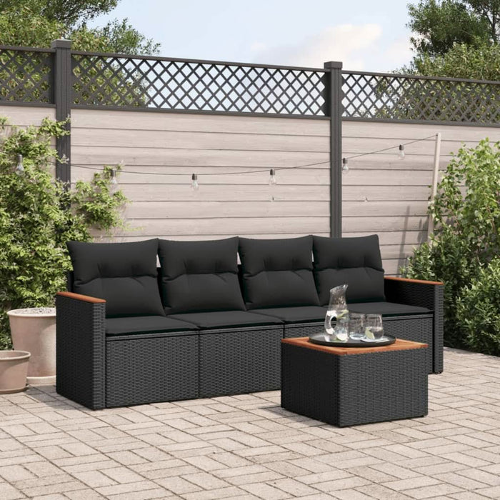 Set mobilier de grădină cu perne, 5 piese, negru, poliratan - WALTI WALTI