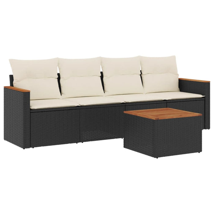 Set mobilier de grădină cu perne, 5 piese, negru, poliratan - WALTI WALTI