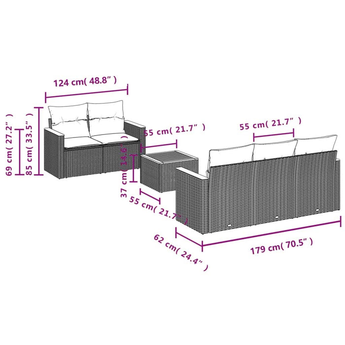 Set mobilier de grădină cu perne, 6 piese, negru, poliratan - WALTI WALTI