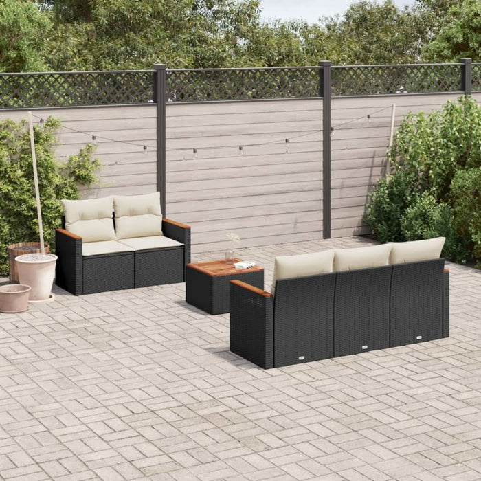 Set mobilier de grădină cu perne, 6 piese, negru, poliratan - WALTI WALTI