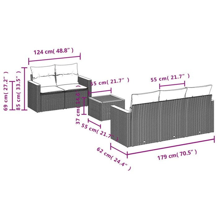 Set mobilier grădină cu perne, 6 piese, gri, poliratan - WALTI WALTI