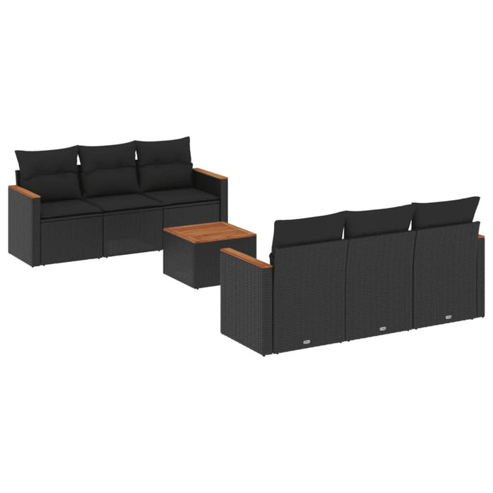 Set canapele de grădină cu perne, 7 piese, negru, poliratan - WALTI WALTI