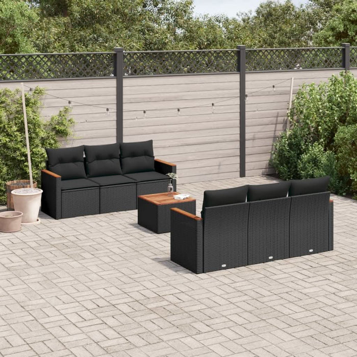 Set canapele de grădină cu perne, 7 piese, negru, poliratan - WALTI WALTI