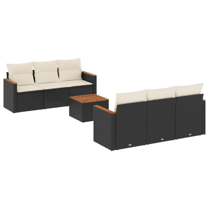 Set canapele de grădină cu perne, 7 piese, negru, poliratan - WALTI WALTI