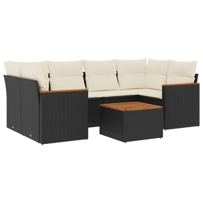 Set canapele de grădină cu perne, 7 piese, negru, poliratan - WALTI WALTI