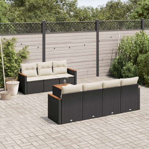 Set mobilier de grădină cu perne, 8 piese, negru, poliratan - WALTI WALTI