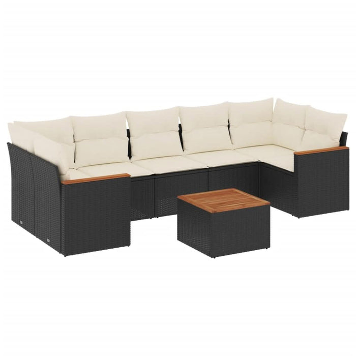 Set mobilier de grădină cu perne, 8 piese, negru, poliratan - WALTI WALTI