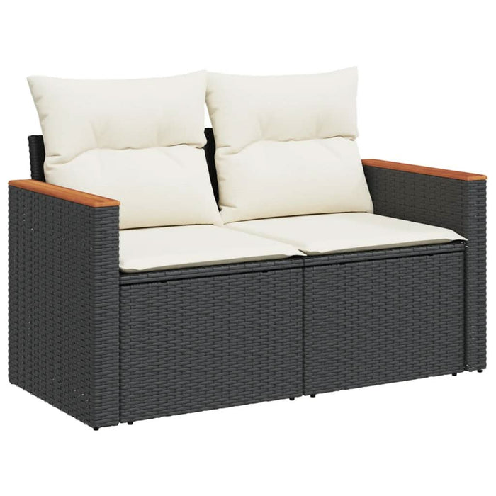Set mobilier de grădină cu perne, 8 piese, negru, poliratan - WALTI WALTI