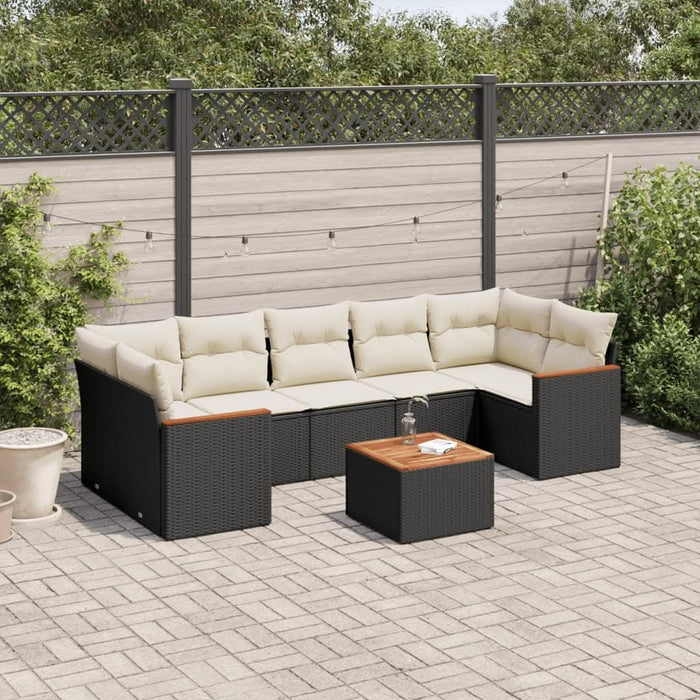 Set mobilier de grădină cu perne, 8 piese, negru, poliratan - WALTI WALTI