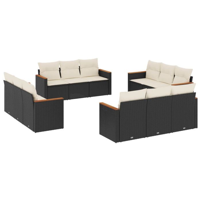 Set canapele de grădină, 12 piese, cu perne, negru, poliratan - WALTI WALTI