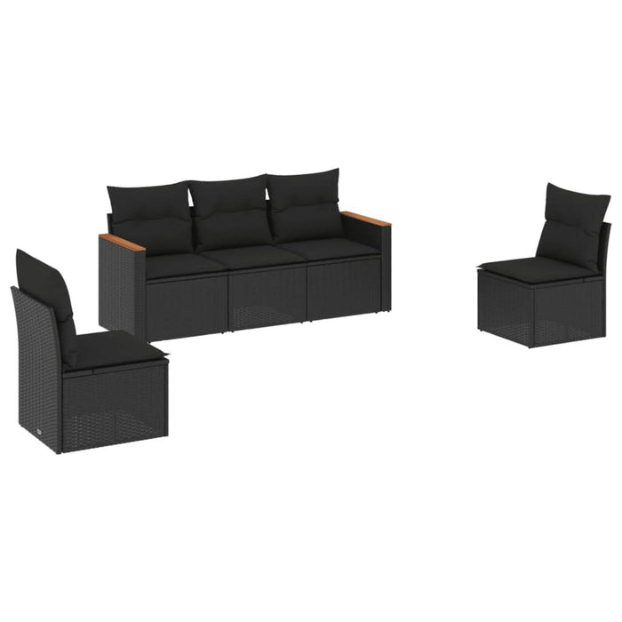 Set mobilier de grădină cu perne, 5 piese, negru, poliratan - WALTI WALTI