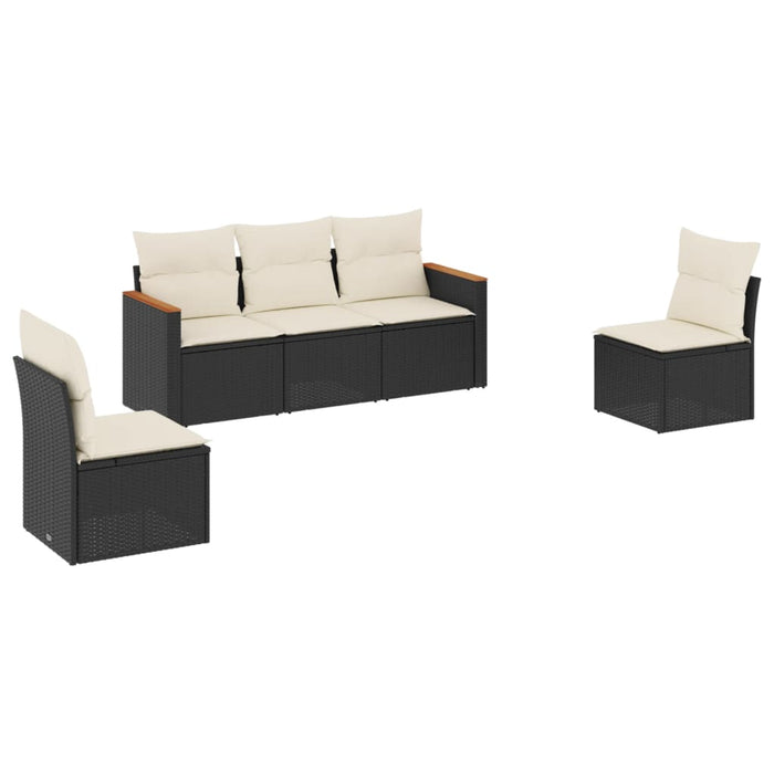 Set mobilier de grădină cu perne, 5 piese, negru, poliratan - WALTI WALTI