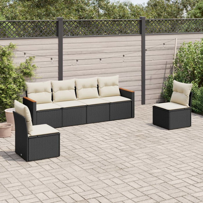 Set mobilier de grădină cu perne, 6 piese, negru, poliratan - WALTI WALTI