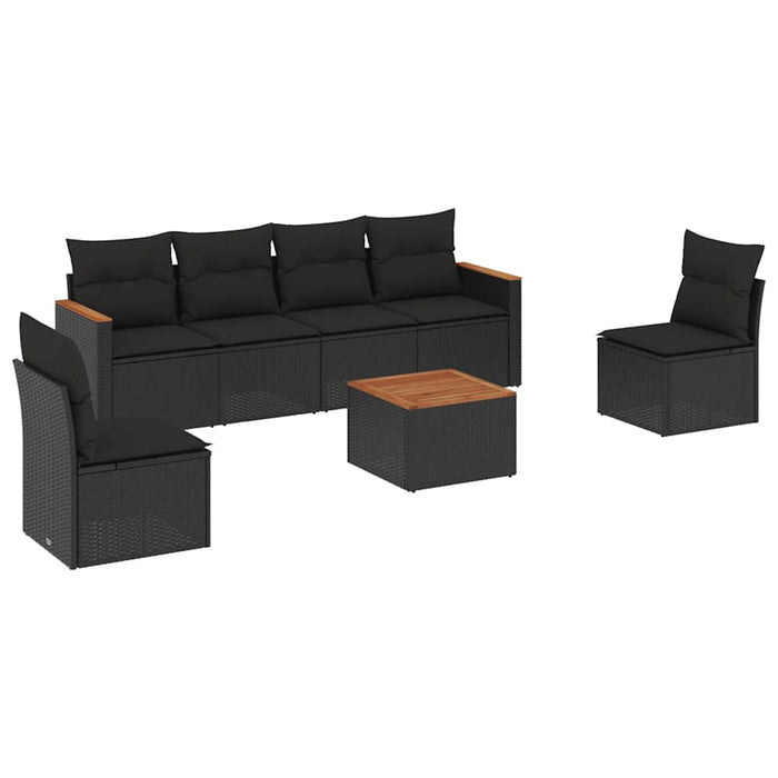 Set canapele de grădină cu perne, 7 piese, negru, poliratan - WALTI WALTI
