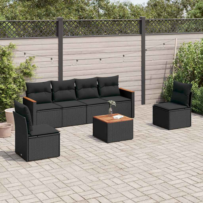 Set canapele de grădină cu perne, 7 piese, negru, poliratan - WALTI WALTI
