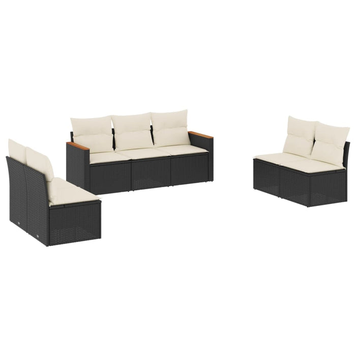 Set canapele de grădină cu perne, 7 piese, negru, poliratan - WALTI WALTI