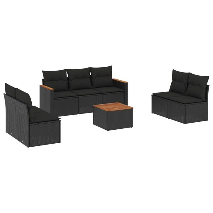 Set mobilier de grădină cu perne, 8 piese, negru, poliratan - WALTI WALTI