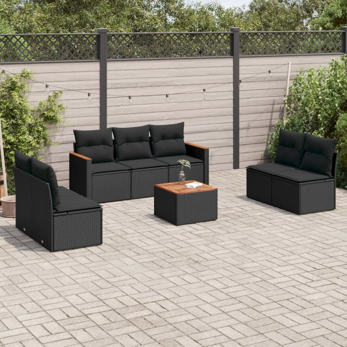 Set mobilier de grădină cu perne, 8 piese, negru, poliratan - WALTI WALTI