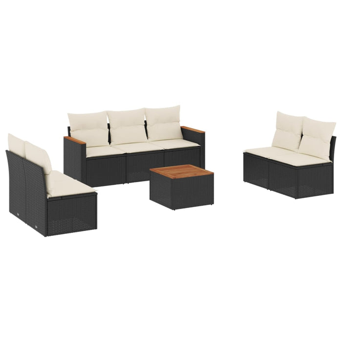 Set mobilier de grădină cu perne, 8 piese, negru, poliratan - WALTI WALTI