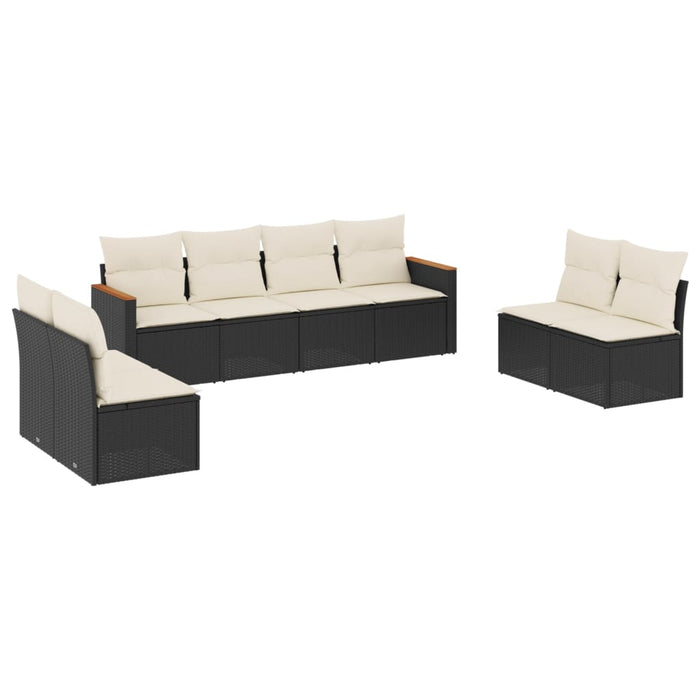 Set mobilier de grădină cu perne, 8 piese, negru, poliratan - WALTI WALTI
