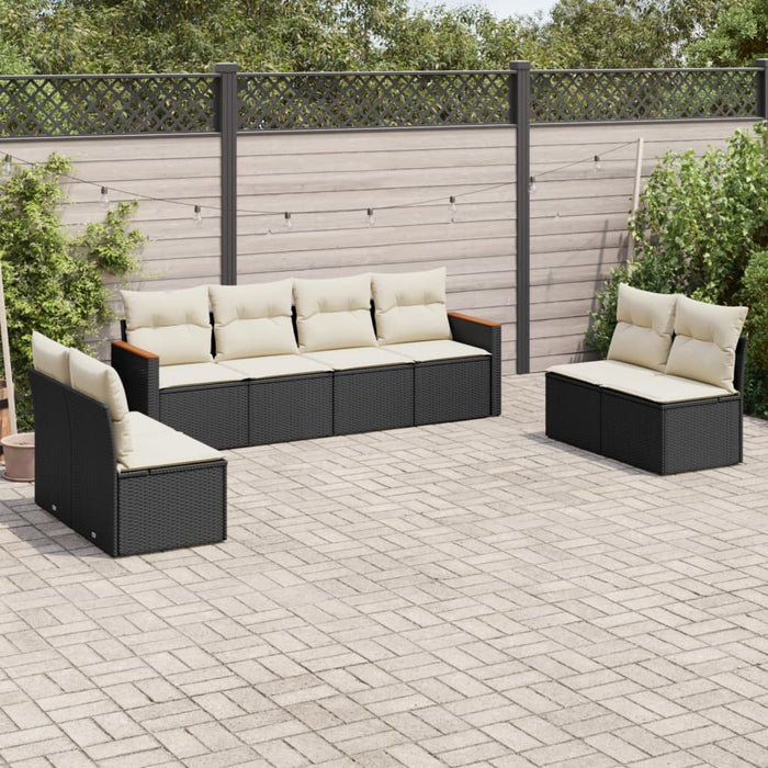 Set mobilier de grădină cu perne, 8 piese, negru, poliratan - WALTI WALTI